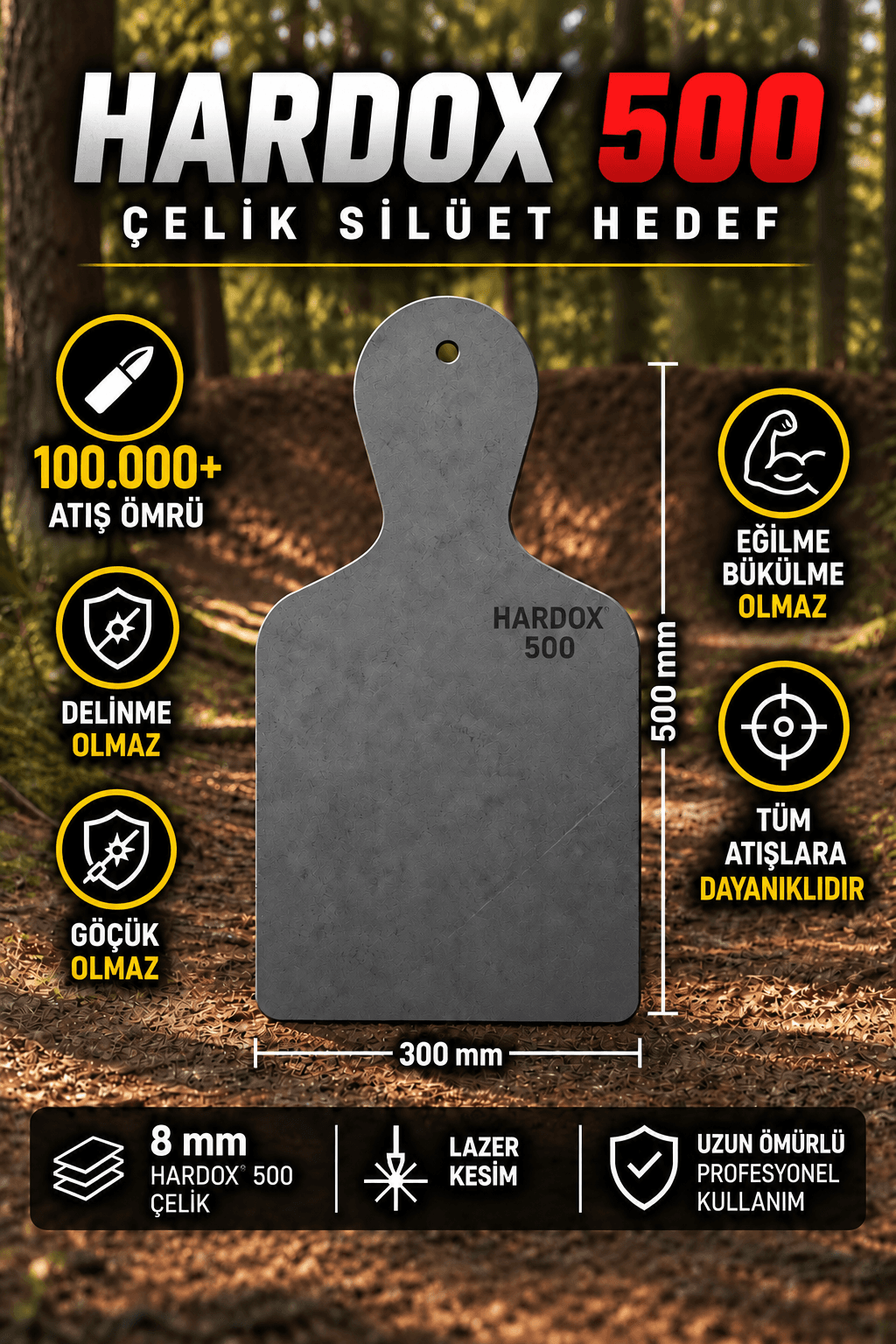 Hardox 500 Çelik Hedef İnsan Silüeti