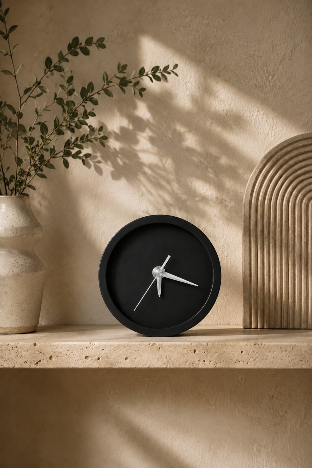 Modern Taş Tozu Masa Saati - Silver Renk Dekoratif