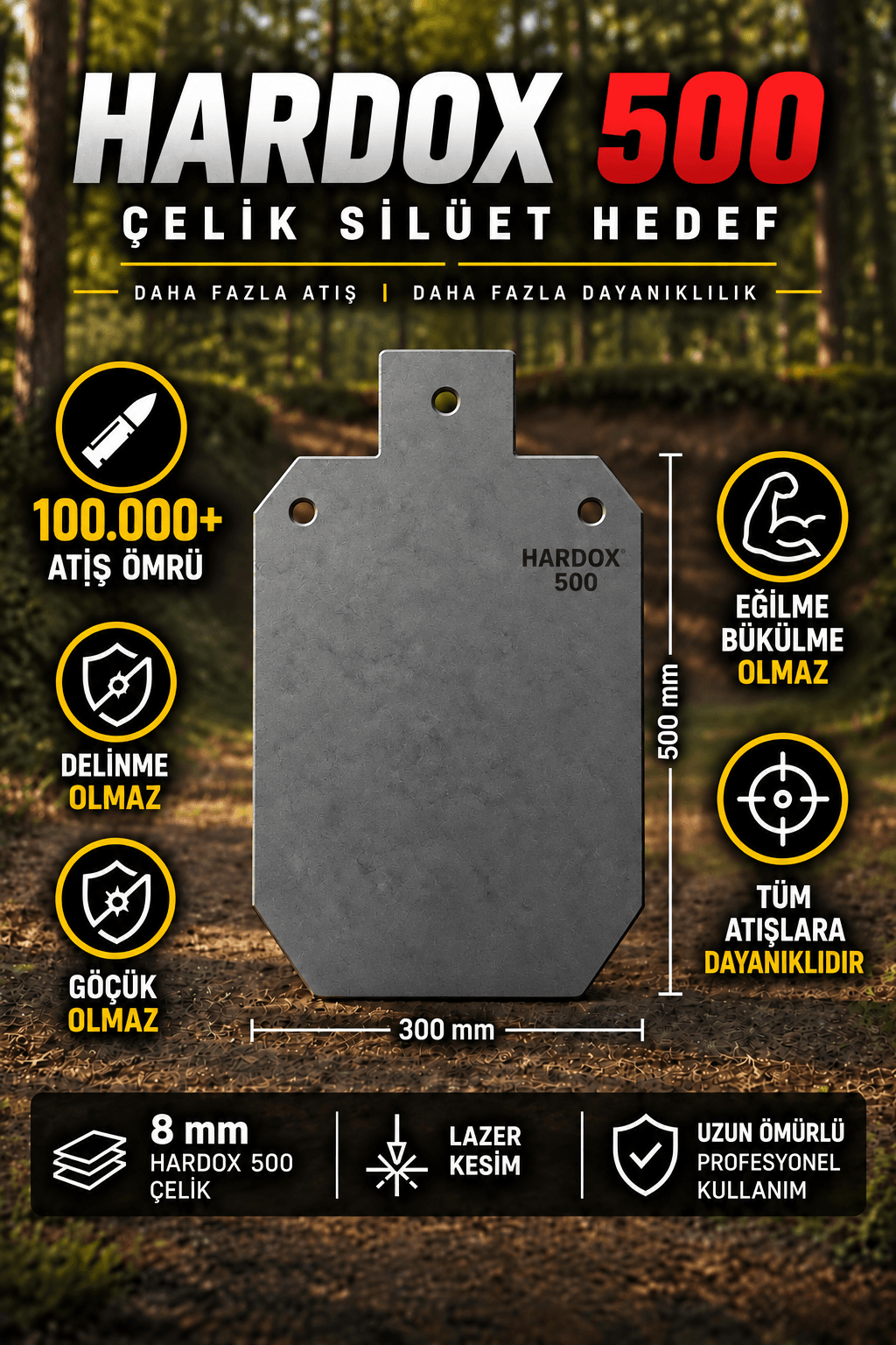 Hardox 500 Çelik Hedef